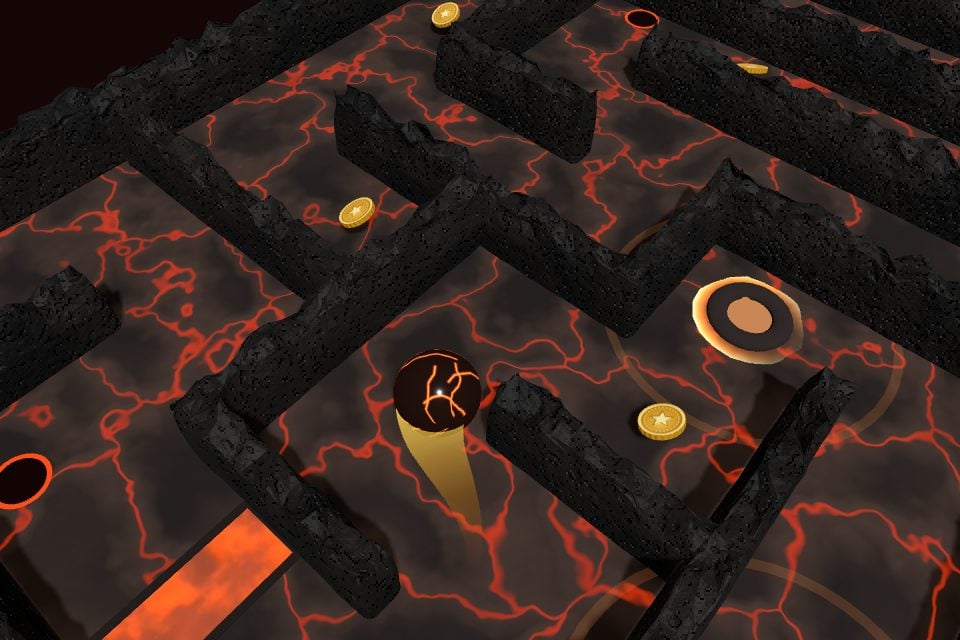 The Magma Works maze with glowing lava seams